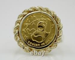 14K Yellow Gold Finish Without Stone20mm Coin Vintage 1985 China Panda 1/20 Oz