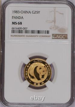 1983 Gold Panda 1/4 oz. 25 Yuan NGC MS68. Free Shipping