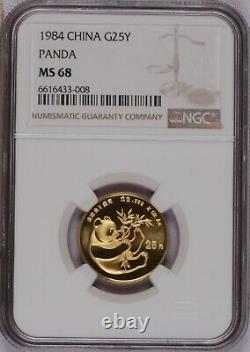 1984 Gold Panda 1/4 oz. 25 Yuan NGC MS68. Free Shipping