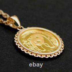 1986 China 1/20 Oz. 9999 Panda BU Unc Coin 14K Yellow Gold Plated Necklace