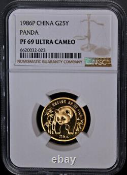 1986-P China Gold 25 Yuan Panda NGC PF69 Ultra Cameo