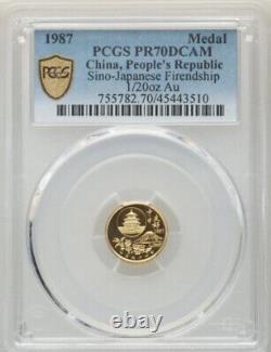 1987 China 1/20 Oz Gold Panda. PCGS PR70 DCAM TOP POP? . Sino-Japanese Coin