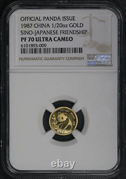 1987 China Gold Sino Japanese Friendship Panda Issue 1/20 oz NGC PF-70 UC