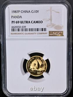 1987-P China Gold 10 Yuan Panda NGC PF69 Ultra Cameo STOCK