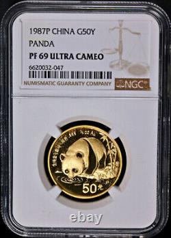 1987-P China Gold 50 Yuan Panda NGC PF69 Ultra Cameo STOCK