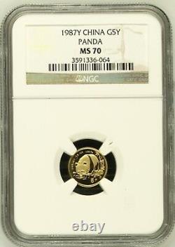 1987 Y 5 Yuan China 1/20 Gold Panda. NGC MS70 TOP POP? . Shenyang Mint (Y)