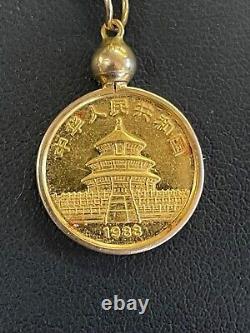 1988 CHINESE 1/20ozt 5 YUAN PANDA. 999 FINE GOLD IN 24kt GOLD 7in. BRACELET
