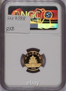 1988 Gold Panda 1/10 oz. 10 Yuan NGC MS69. Free Shipping