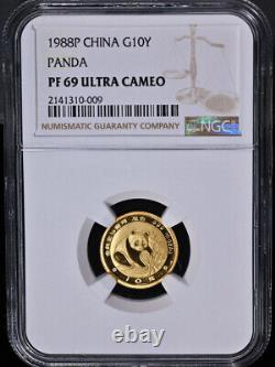 1988-P China Gold 10 Yuan Panda NGC PF69 Ultra Cameo