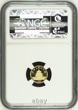 1989  5 Yuan China 1/20 Gold Panda. NGC MS 70 SMALL DATE . TOP POP