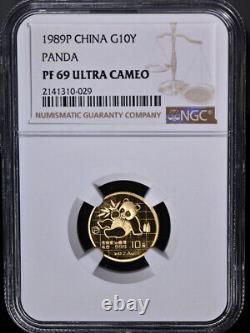 1989-P China Gold 10 Yuan Panda NGC PF69 Ultra Cameo