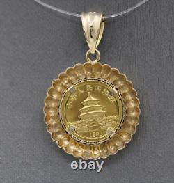 1990 Gold Panda 5 Yuan. 999 Gold 1/20oz Coin in 14k Yellow Gold Bezel Pendant