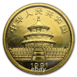 1991 China 1/10 oz Gold Panda Small Date BU (Sealed)