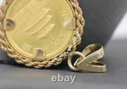 1991 China Panda 5Y 1/20 oz. 999 Gold Coin with 14k Gold Rope Bezel Pendant