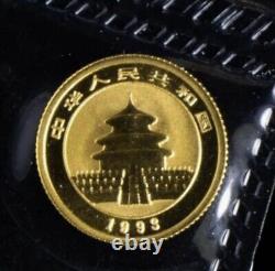1993  5 Yuan China 1/20 Gold Panda. Rare Large Date Serif 1. Sealed OMP