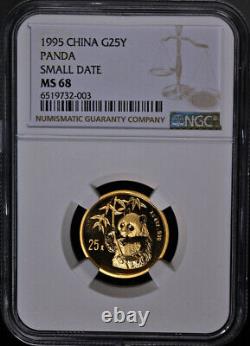 1995 China Gold 25 Yuan Panda Small Date NGC MS68