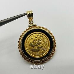 1/10 Ounce 999 Bullion Coin Pendant China Panda Yuan 14k Yellow Gold Plated