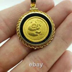 1/10 Ounce 999 Bullion Coin Pendant China Panda Yuan 14k Yellow Gold Plated