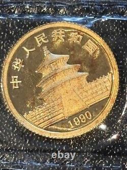 1/10 oz 10 Yuan China Gold Panda 1990 in Foil, P0306