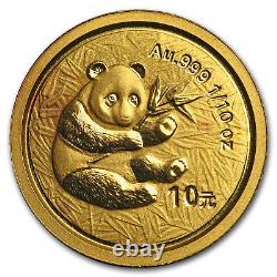 2000 China 1/10 oz Gold Panda Frosted BU (In Capsule)