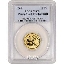 2000 China Gold Panda 1/4 oz 25 Yuan Frosted PCGS MS69