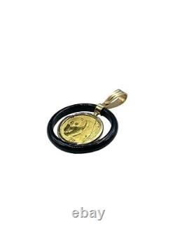 2002 20 Yuan China Gold Panda Coin 1/20oz 999 Fine Gold 14k Pendant
