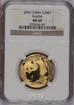 2002 Gold Panda 1/2 oz. 200 Yuan NGC MS69