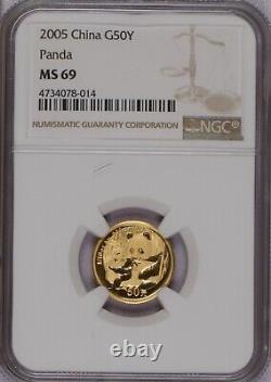 2005 Gold Panda 1/10 oz. 50 Yuan NGC MS69. Free Shipping