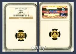 2009 20 Yuan China 1/20 Oz Gold Panda. NGC MS 70 Brown Label. TOP POP