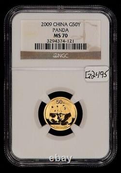 2009 China G50Y 50 Yuan 1/10 oz Gold Panda Coin Tenth Ounce NGC MS 70 G2495