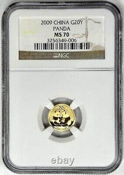 2009 China Gold Panda 1/20oz. 999 20 Yuan NGC MS70 Perfect Grade Chinese Coin