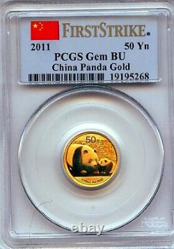 2011 China 1/10 Oz Gold Panda 50 Yuan PCGS Gem BU