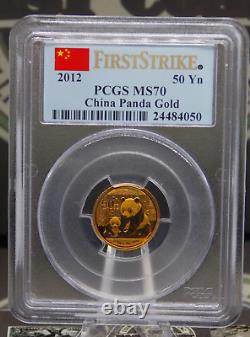 2012 China 1/10oz Gold PANDA 50yn PCGS MS70 #050 First Strike ECC&C, Inc