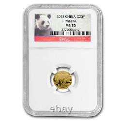 2013 China 1/20 oz Gold Panda MS-70 NGC