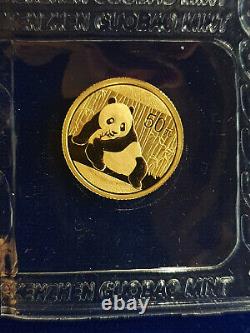 2015 China 50 Yuan 1/10 Oz. 999 Gold Panda Coin Sealed Original Mint Pouch
