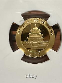 2017 50 Yuan Gold Panda 3g NGC MS-70 First Day of Issue 1150 Struck