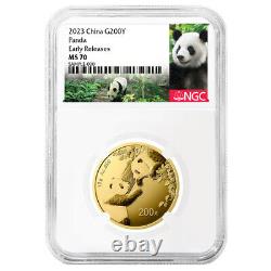 2023 200 Yuan Gold Chinese Panda. 999 15g NGC MS70 ER Panda Label