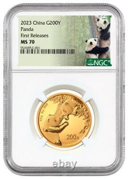 2023 China 15-gm Gold Panda NGC MS70 FR First Releases with Panda Label