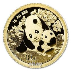 2024 Chinese 10 Yuan Gold Panda Brilliant Uncirculated 1 gram coin withCoA