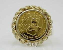 20mm China Panda COIN Without Stone Beauty Fancy Ring 14k Yellow Gold Plated