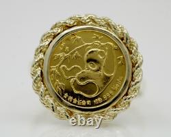 20mm Coin Vintage 1985 China Panda 1/20 Oz Without Stone 14K Yellow Gold Plated