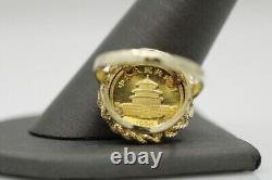 20mm Coin Vintage 1985 China Panda 1/20 Oz Without Stone 14K Yellow Gold Plated