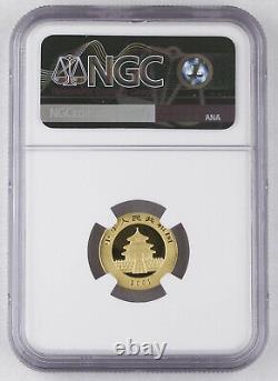 China 2001 D 50 Yuan 1/10 Troy Oz 999 Gold Panda Coin NGC MS69 Better Variety