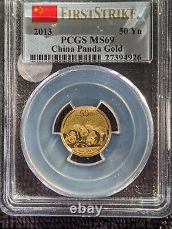 China 2013 50 Yuan Gold Panda PCGS Graded MS69 1st Strike
