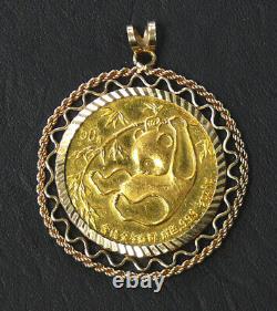 RARE 1985 1/2oz GOLD CHINA PANDA 50 Yuan In 14K GOLD BEZEL