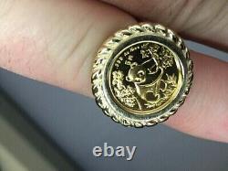 Without Stone China Panda COIN Engagement Fancy Gift Ring 14k Yellow Gold Plated