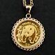 Without Stone China Panda COIN Women's Pendant With Chain 14k Yellow Gold Plated