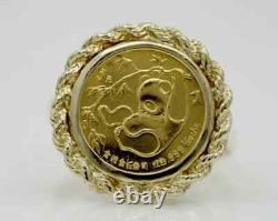 Without Stone China Panda COIN Women's Wedding Ring 14k Yellow Gold Finish