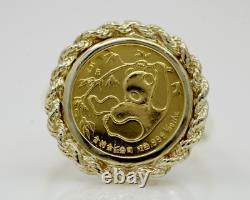 Without Stone Coin Vintage 1985 China Panda 14k Yellow Gold plated Wedding Ring